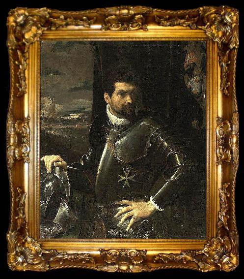 framed  Ludovico Carracci Portrait of Carlo Alberto Rati Opizzoni in Armour, ta009-2
